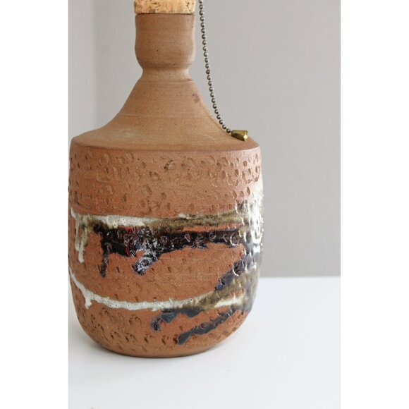 1960's Vintage MCM Drip Glaze Stoneware Lamp // Mid Century Modern 60's Pottery - Picture 4 of 10